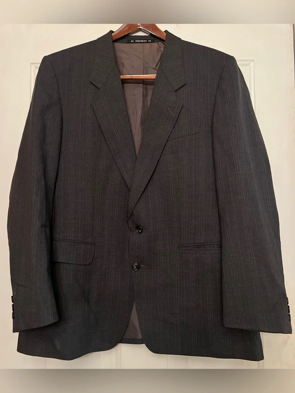 Vintage Yves Saint Laurent Diffusion Hommes 100% Pure Wool Charcoal Suit - 36x30 - Picture 2 of 15